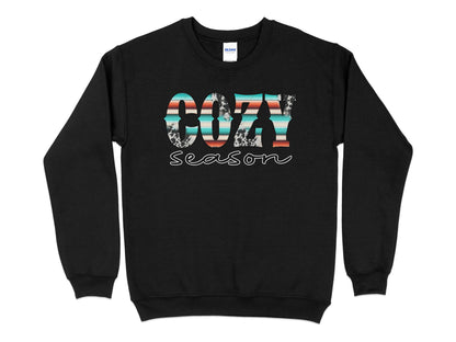 Cozy Cow Print Season Sweatshirt, Fall Sweater, Farm Animals Sweatshirt, Cute Country Sweatshirt, Fall Clothing, Cow Sweater - Mardonyx Sweatshirt S / Black