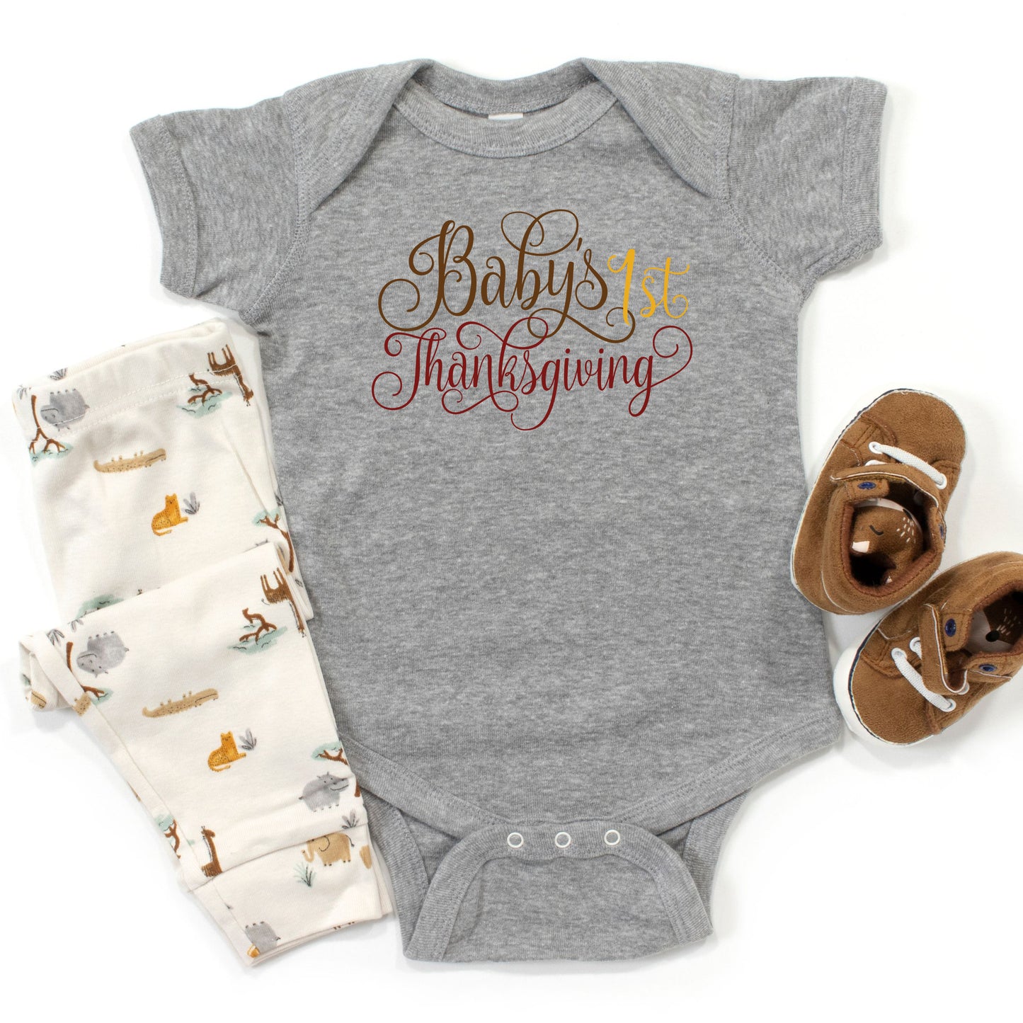 Baby's First 1st Thanksgiving Bodysuit, Fall Baby Shirt