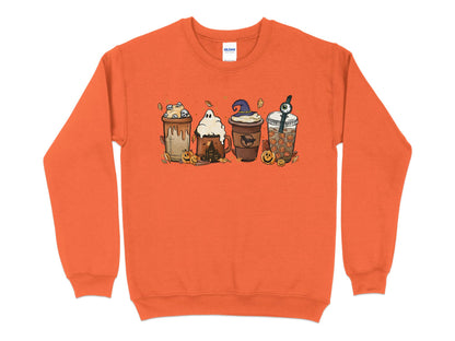 Halloween Pumpkin Spice Spooky Sweatshirt, Halloween Crew Neck - Mardonyx Sweatshirt S / Orange