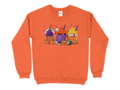 Halloween Coffee Pumpkin Spice Sweatshirt, Halloween Crew Neck - Mardonyx Sweatshirt S / Orange