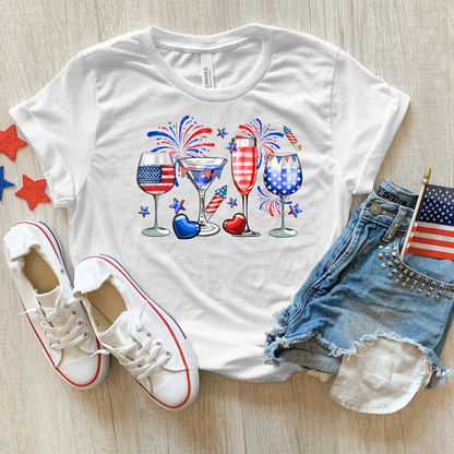 July 4th Celebration Drinking Shirt, Wine Lover Shirt, Martini Glass, Independence Day Party Shirt