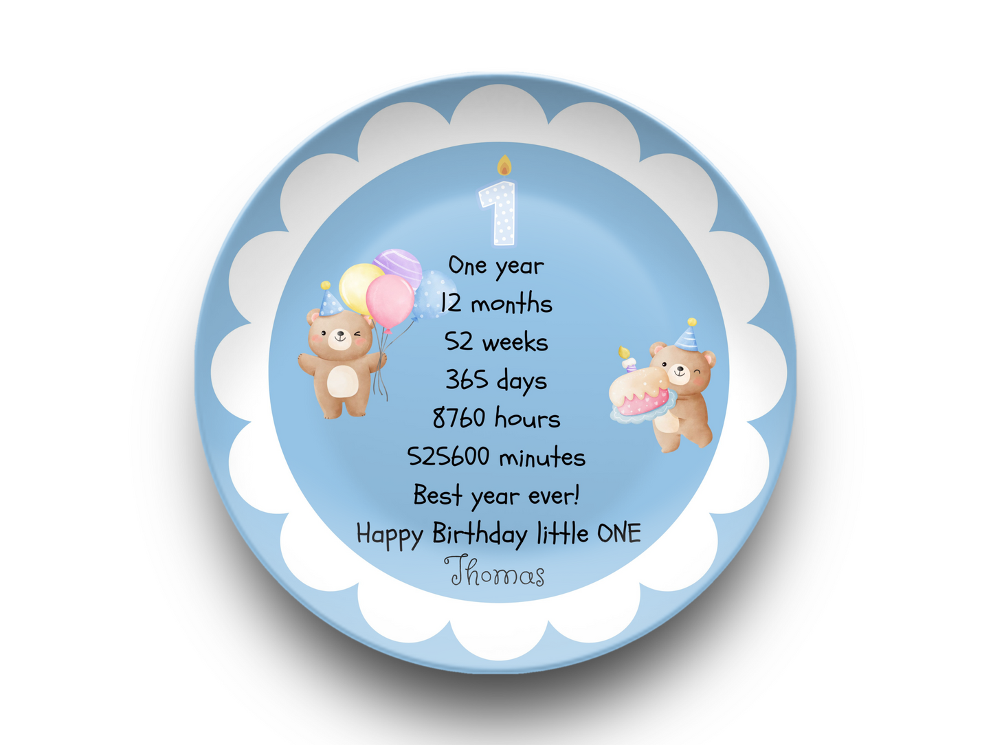 Personalized First Birthday Smash Cake - Unbreakable - Custom Smash 1st Birthday Gift Plate