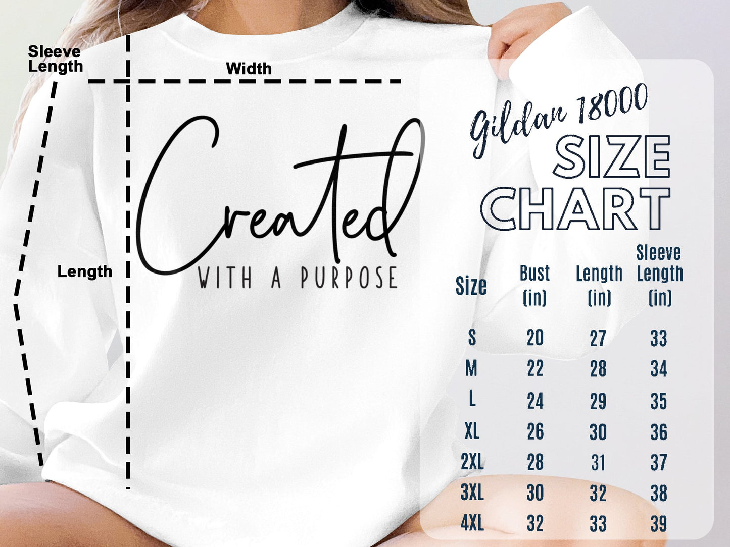 Created With a Purpose Sweatshirt, Inspirational Quote Pullover, Motivational Unisex Sweater, Casual Chic Comfy Top - Mardonyx Sweatshirt