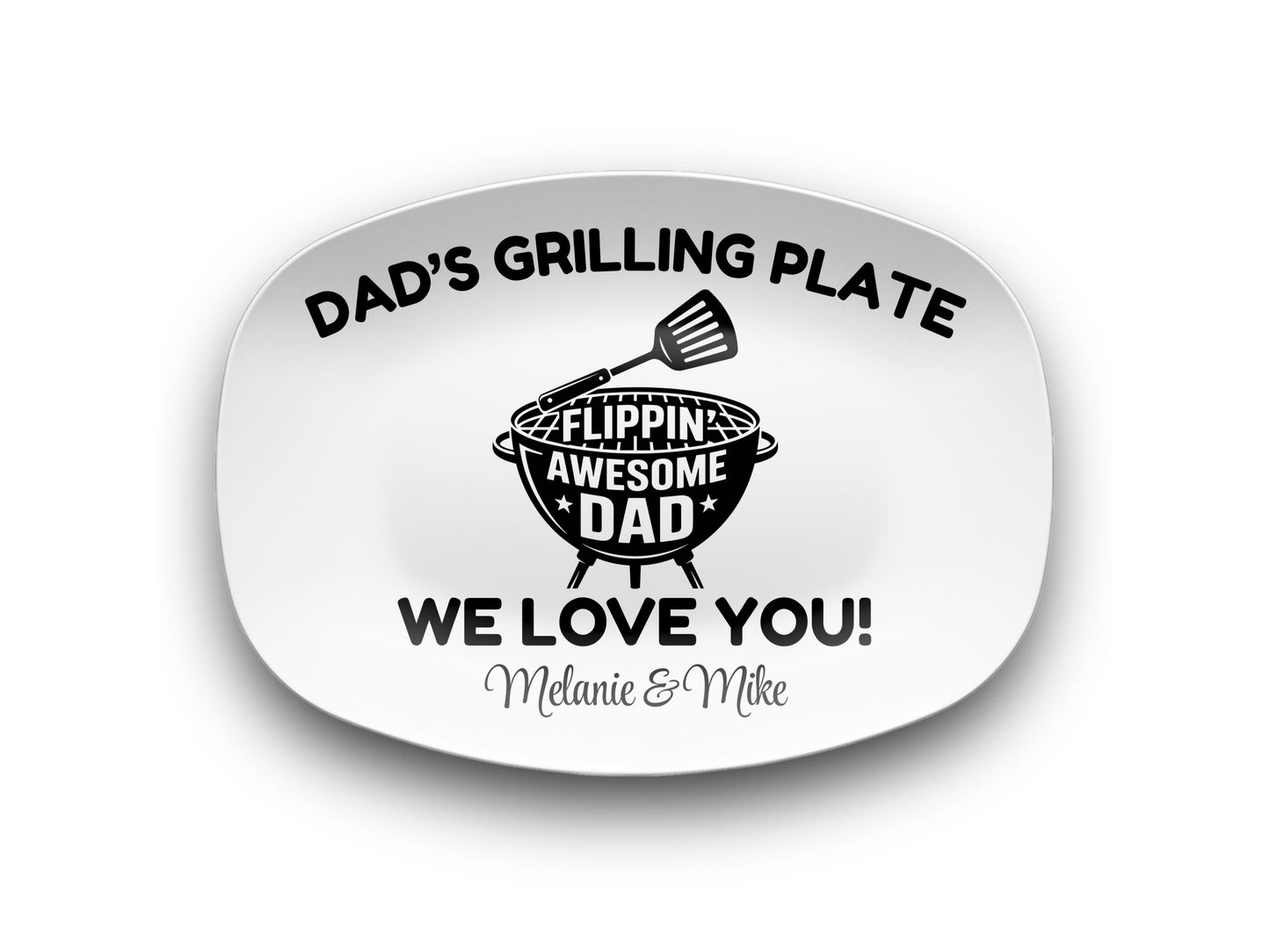 Personalized BBQ Grilling Plate – Flippin' Awesome Dad – Custom Father’s Day Gift from Kids – Birthday Platter for Dad