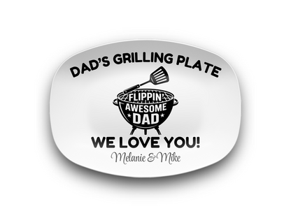 Personalized BBQ Grilling Plate – Flippin' Awesome Dad – Custom Father’s Day Gift from Kids – Birthday Platter for Dad