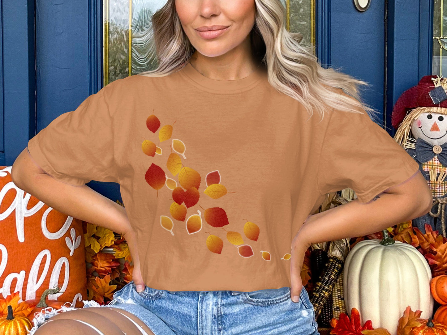 Autumn Leaves Printed T-Shirt Perfect for Fall Days