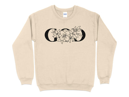 Floral Monogram Letter O Sweatshirt, Women's Custom Initial Botanical Pullover, Personalized Flower Design Cozy Top - Mardonyx Sweatshirt S / Sand