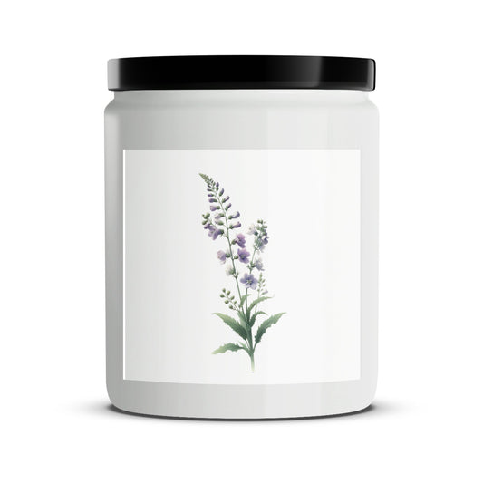 Handcrafted Floral Scented Candle, Delicate Lavender Botanical Design, Home Decor Accent - Mardonyx