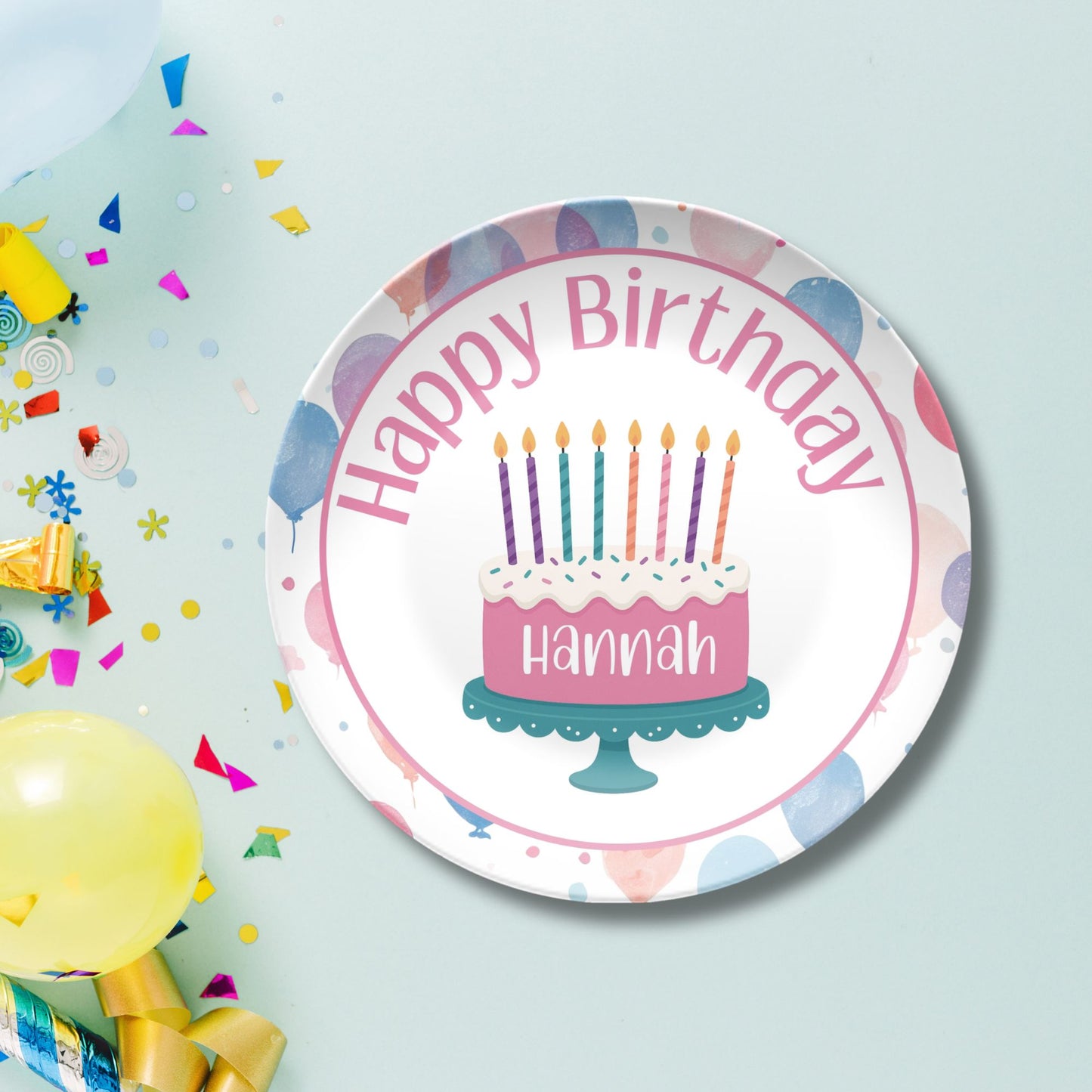Personalized Birthday Plate, Happy Birthday Name Cake Plate for Girl