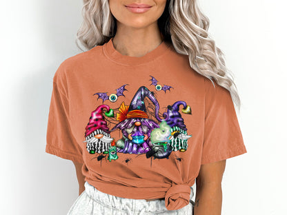 Women's Halloween Gnomes Spiders Bats T-Shirt