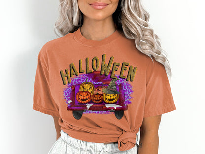 Women's Halloween Farm Fresh Truck T-Shirt, Halloween Shirt For Women