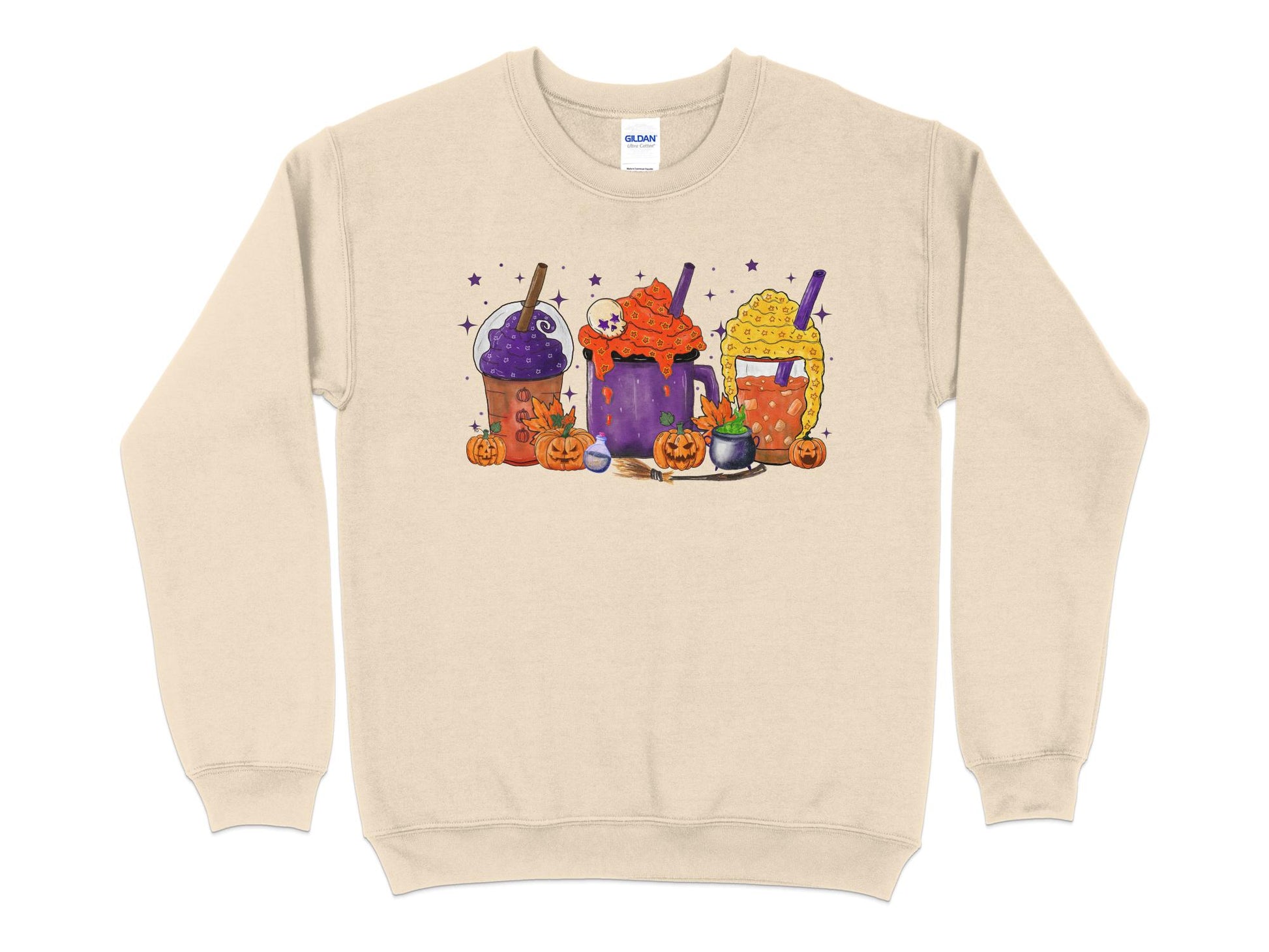 Halloween Coffee Pumpkin Spice Sweatshirt, Halloween Crew Neck - Mardonyx Sweatshirt S / Sand