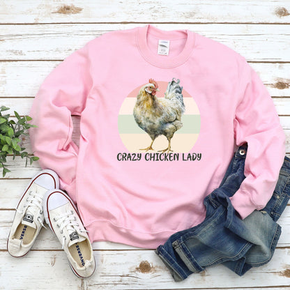 Crazy Chicken Lady Sweatshirt, Farm Life Long Sleeve T-shirt, Chicken Sweatshirt, Farmer Shirt Women, Farmhouse Sweatshirt - Mardonyx Sweatshirt S / Light Pink