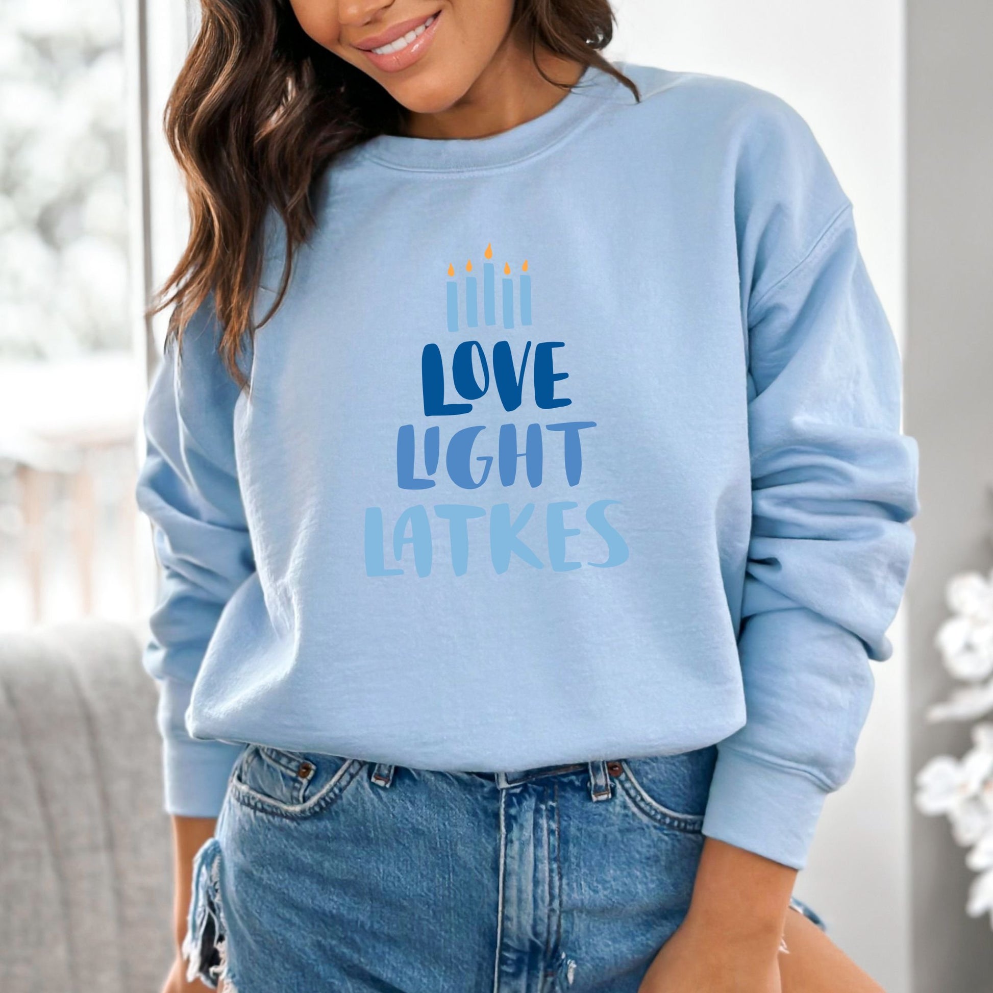 Hanukkah Sweatshirt, Love Light Latkes - Mardonyx Sweatshirt