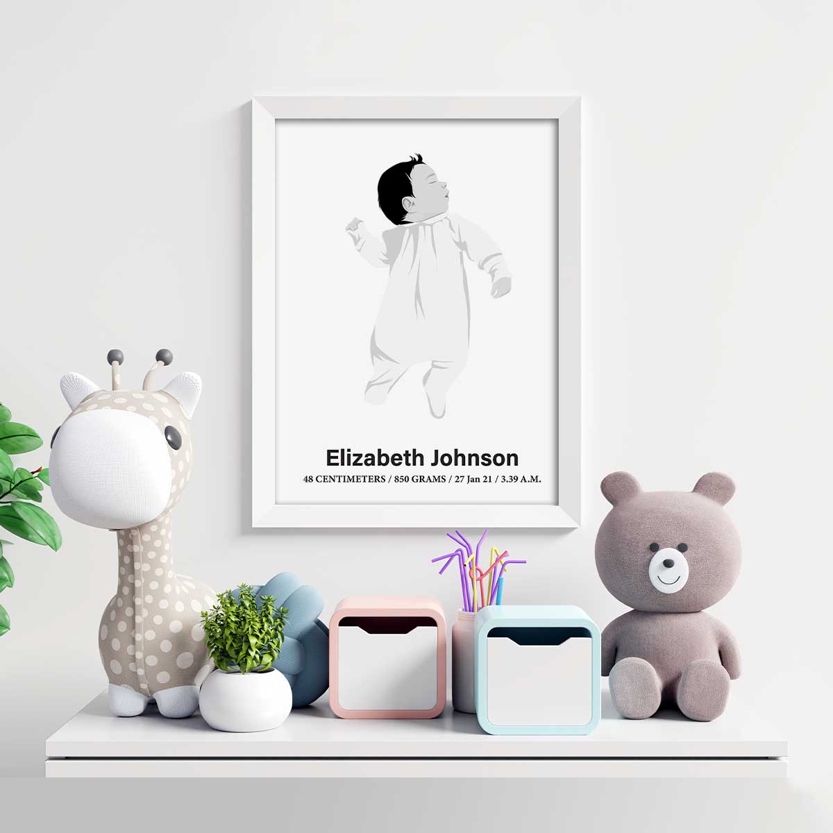 Custom Drawn Baby Portrait Framed Art - Mardonyx frames