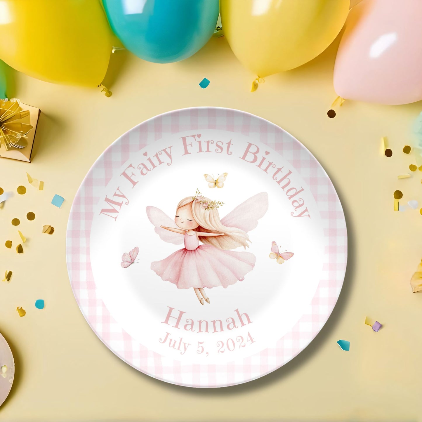 Personalized My Fairy First Birthday Smash Cake Plate - Coquette Birthday Fairy Party