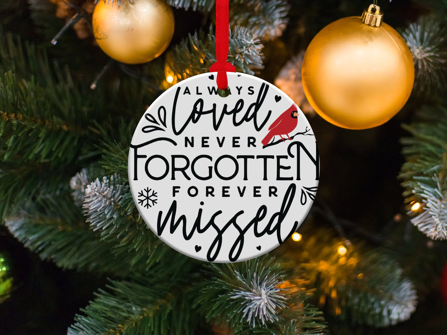 Cardinal Christmas Ornament, Cardinal Memorial Ornament, Cardinal Memory Ornament, Always Loved Never Forgotten Forever Missed - Mardonyx Ornament