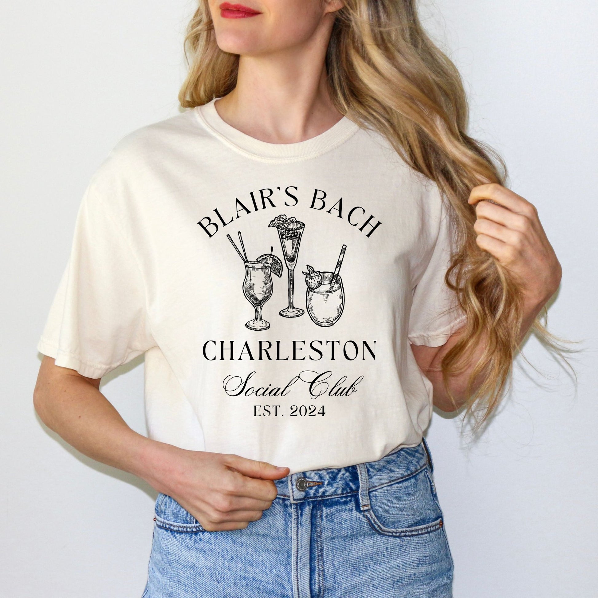 Custom Bachelorette Social Club T-Shirt - Mardonyx T-Shirt S / Ivory