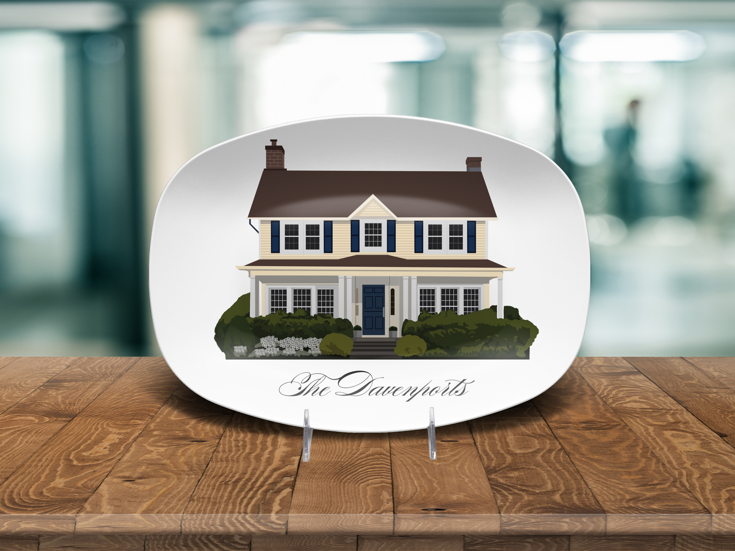 Personalized Hand-Drawn Home Portrait Platter – Unbreakable Resin Keepsake for Weddings, Housewarmings, Anniversaries, Realtors, and New Homes