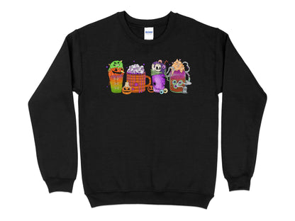 Halloween Coffee Spooky Sweatshirt, Halloween Crew Neck - Mardonyx Sweatshirt S / Black