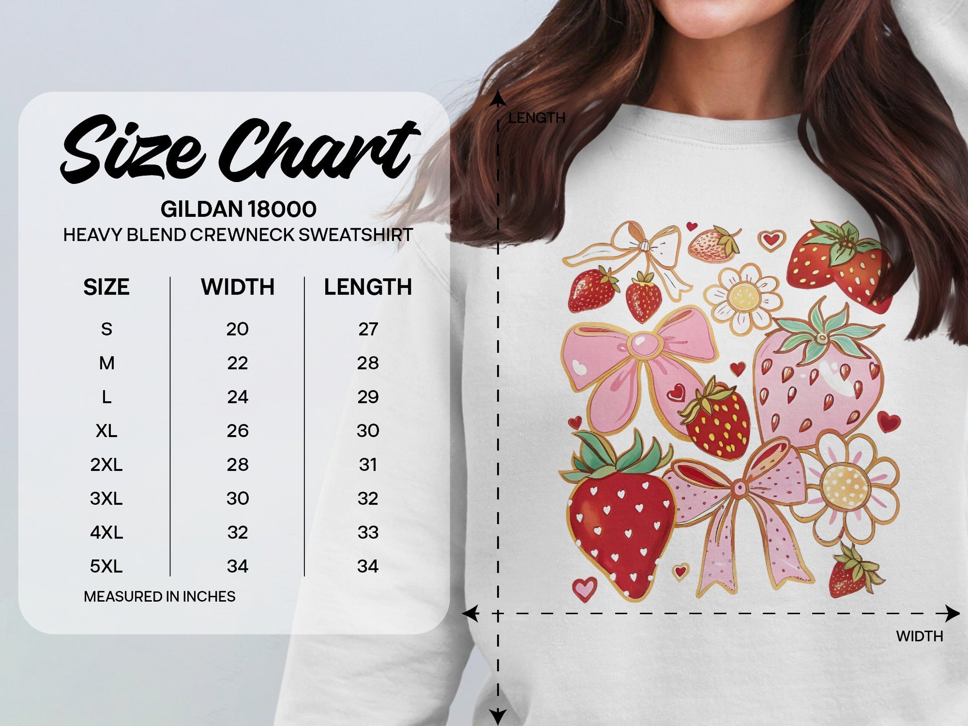 Adorable Strawberry and Flowers Girl Crewneck Sweatshirt