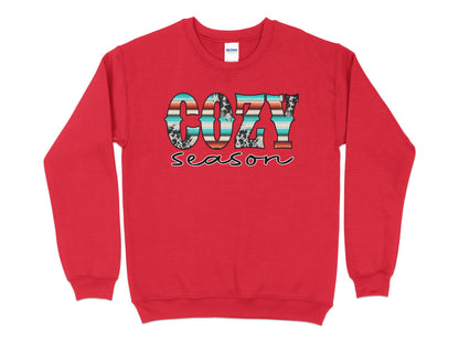 Cozy Cow Print Season Sweatshirt, Fall Sweater, Farm Animals Sweatshirt, Cute Country Sweatshirt, Fall Clothing, Cow Sweater - Mardonyx Sweatshirt S / Red