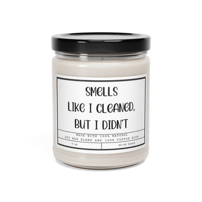 Smells Like I Cleaned Scented Funny Soy Candle, Glass Candle Jar, 9oz