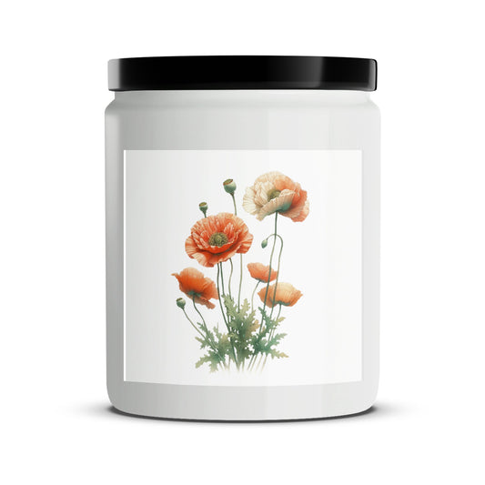 Botanical Poppy Flower Scented Candle, Floral Aromatherapy Candle, Home Decor, Unique Gift Idea - Mardonyx