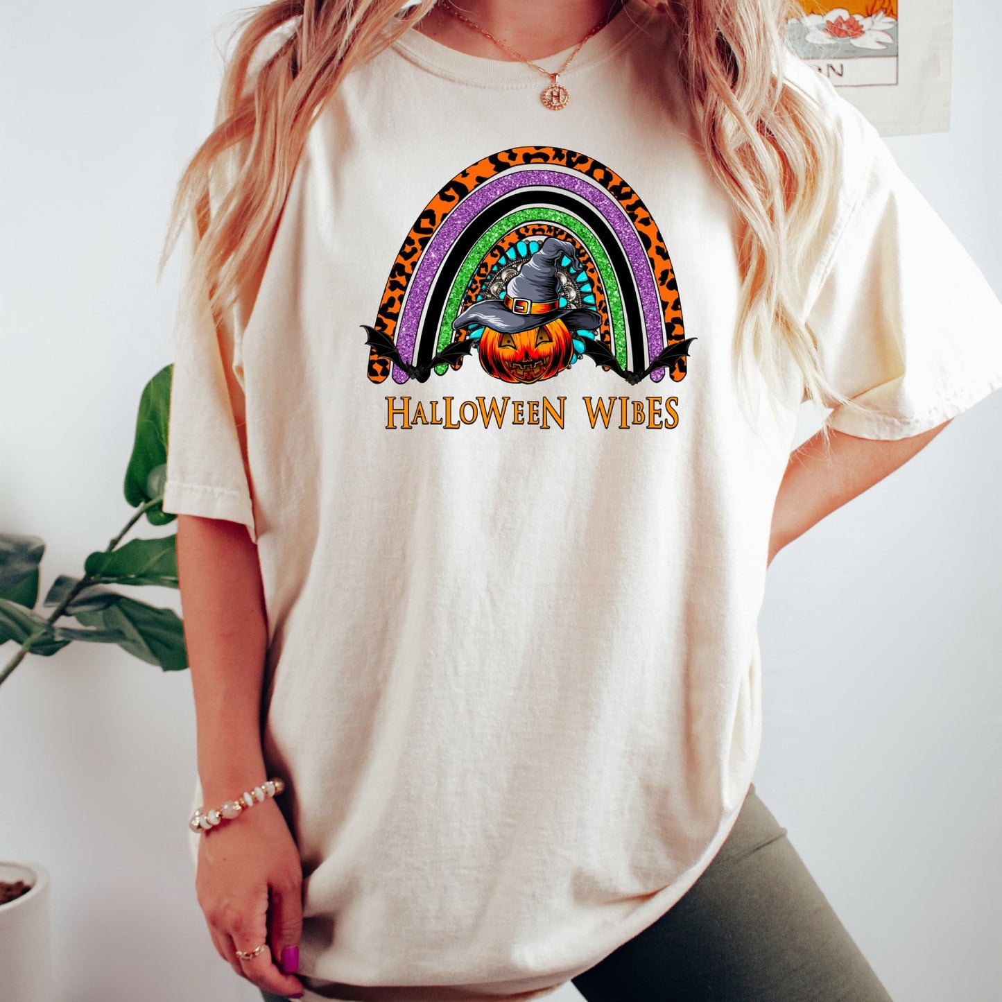 Women's Halloween Wibes Rainbow T-Shirt