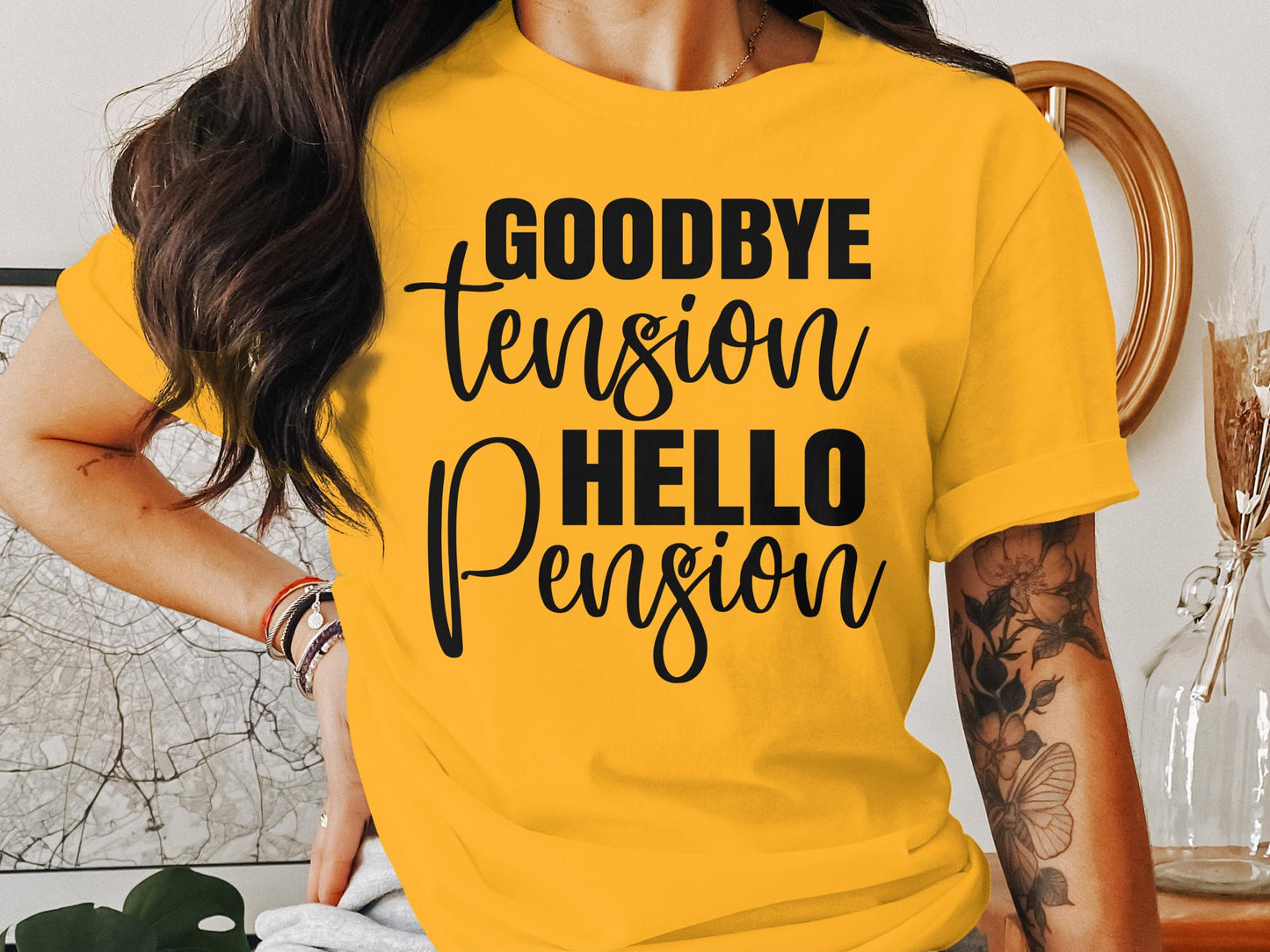 Goodbye Tension Hello Pension T-Shirt, Retirement Gifts for Her, Seniors Shirt, Retirement T-Shirt for Women, - Mardonyx T-Shirt