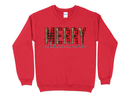 Merry Christmas Leopard Print Sweatshirt, Christmas Sweater, Leopard Print Christmas Sweatshirt, Christmas Gifts for Women - Mardonyx Sweatshirt S / Red