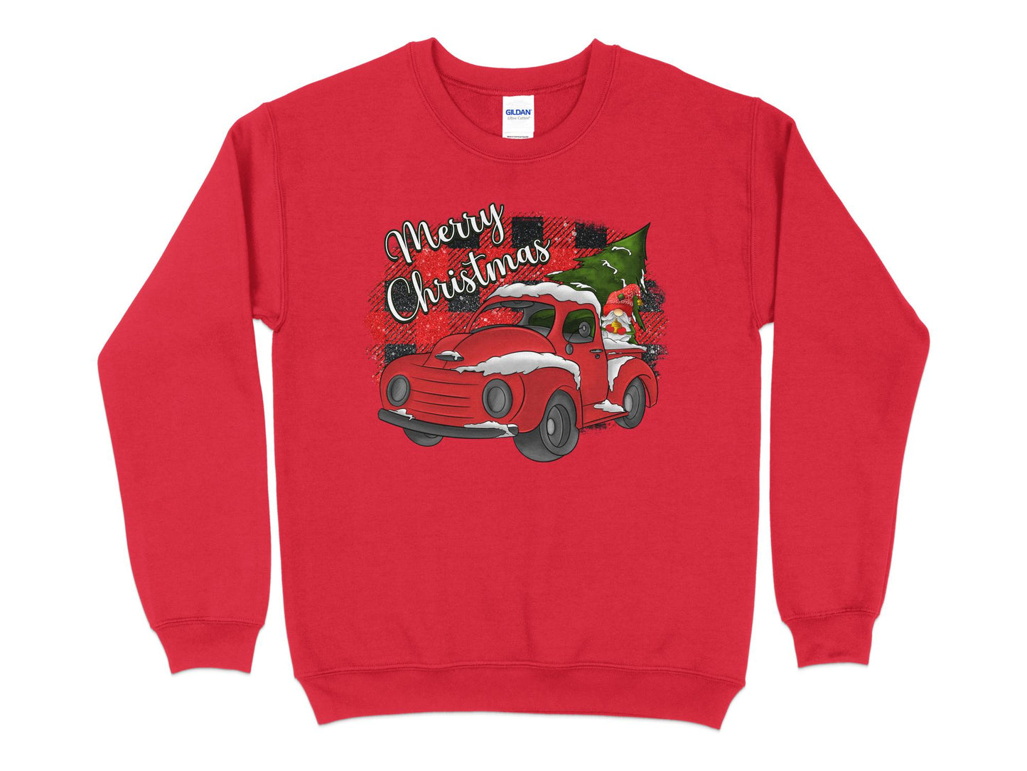 Buffalo Plaid Merry Christmas Red Truck Shirt, Christmas Sweatshirt, Holiday Shirt, Christmas Gifts for Women, Holiday Sweater, Xmas - Mardonyx Sweatshirt S / Red