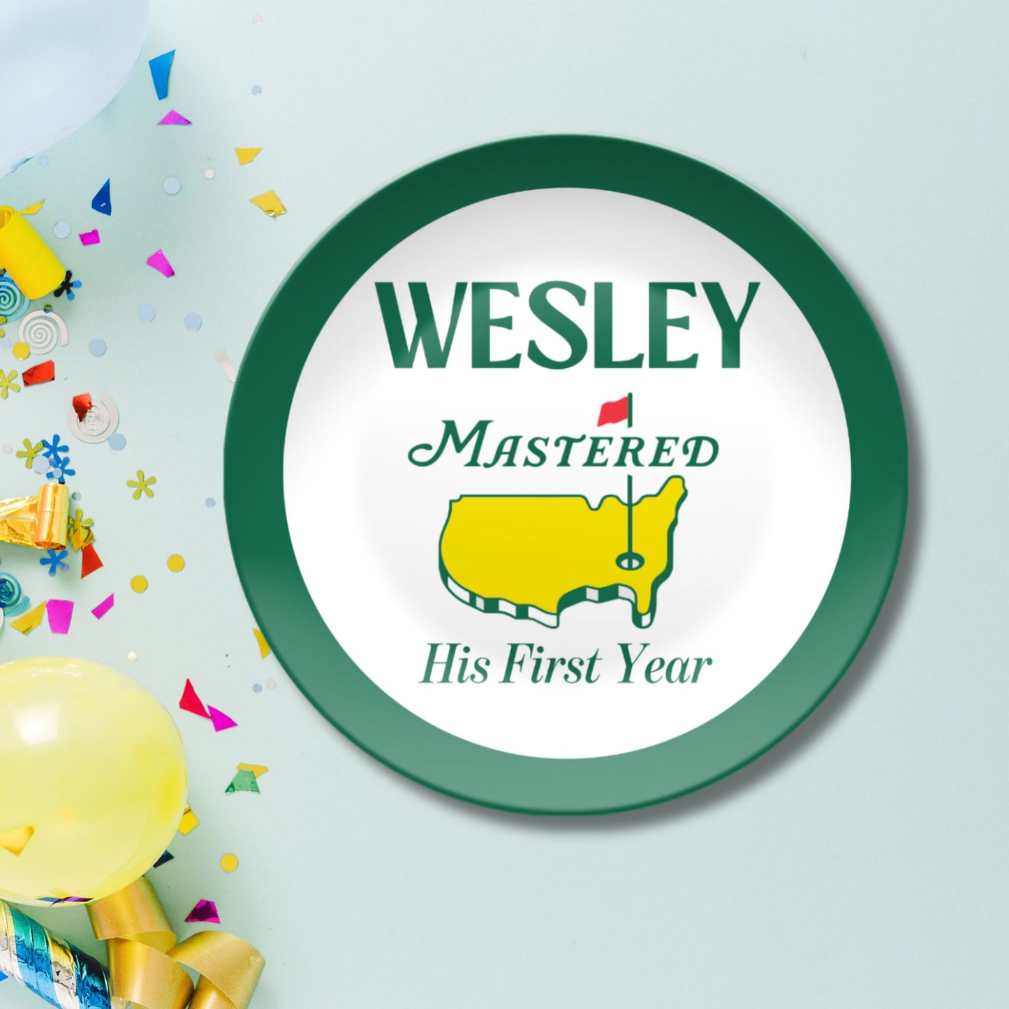 Personalized Golf Mastered First Year Smash Cake Plate  • Mastered His First Year Name Plate for Baby Boy • First Birthday Golf Theme Keepsake • Custom Kids Plate