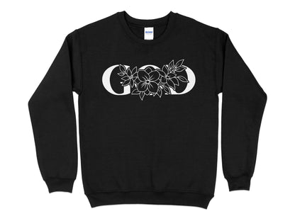 Floral Monogram Letter O Sweatshirt, Women's Custom Initial Botanical Pullover, Personalized Flower Design Cozy Top - Mardonyx Sweatshirt S / Black