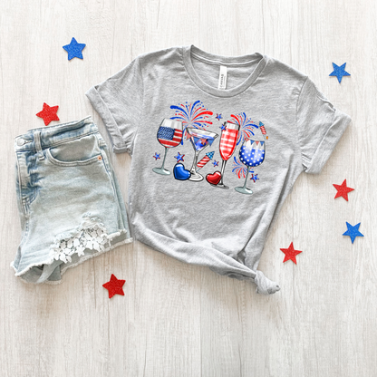 July 4th Celebration Drinking Shirt, Wine Lover Shirt, Martini Glass, Independence Day Party Shirt