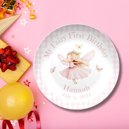 Personalized My Fairy First Birthday Smash Cake Plate - Coquette Birthday Fairy Party