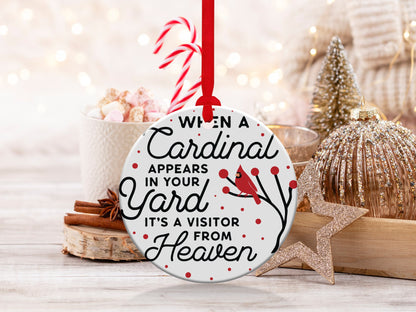 Cardinal Christmas Ornament, Cardinal Memorial Ornament, Cardinal Memory Ornament, When A Cardinal Appears in Your Yard - Mardonyx Ornament