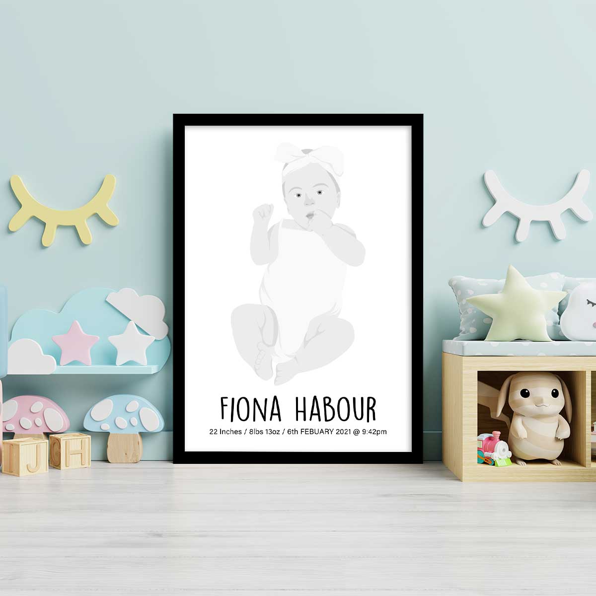 Custom Drawn Baby Portrait Framed Art - Mardonyx frames