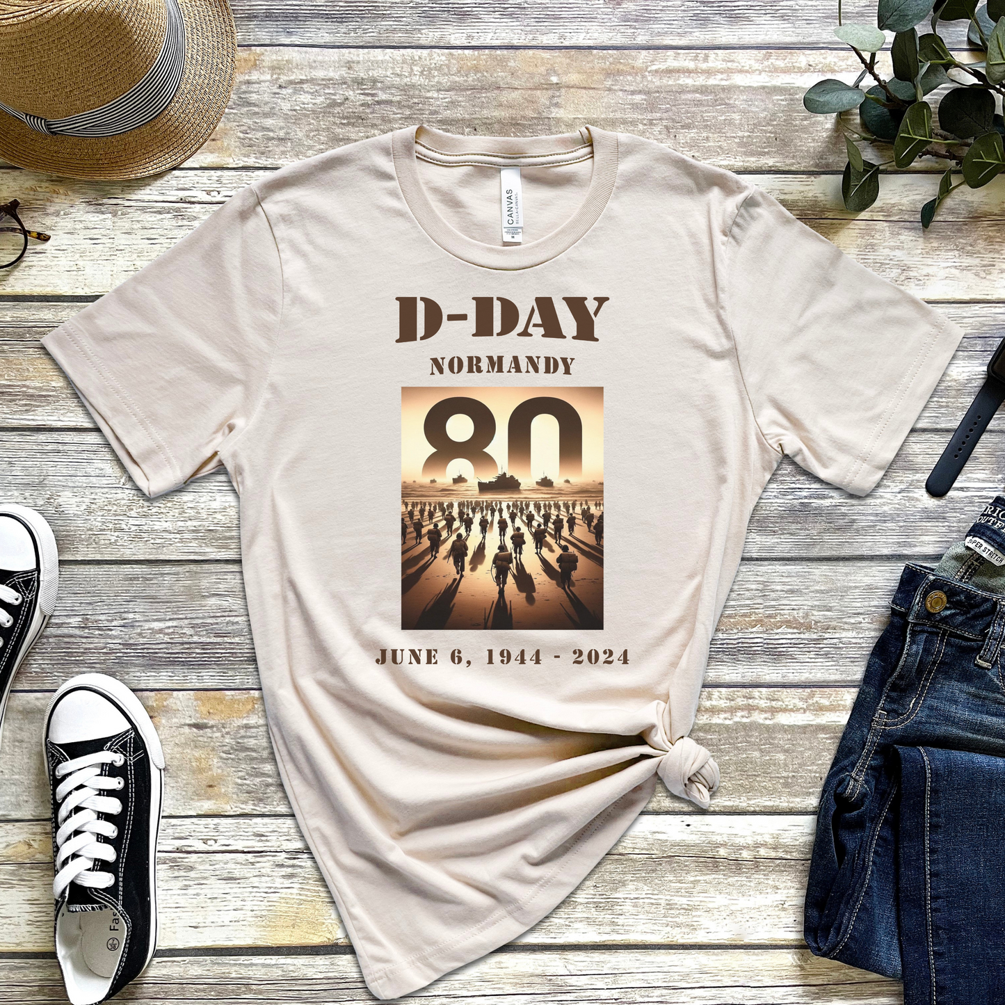 D-Day Normandy 80th Anniversary T-Shirt - Military History Tee - Mardonyx T-Shirt XS / Natural
