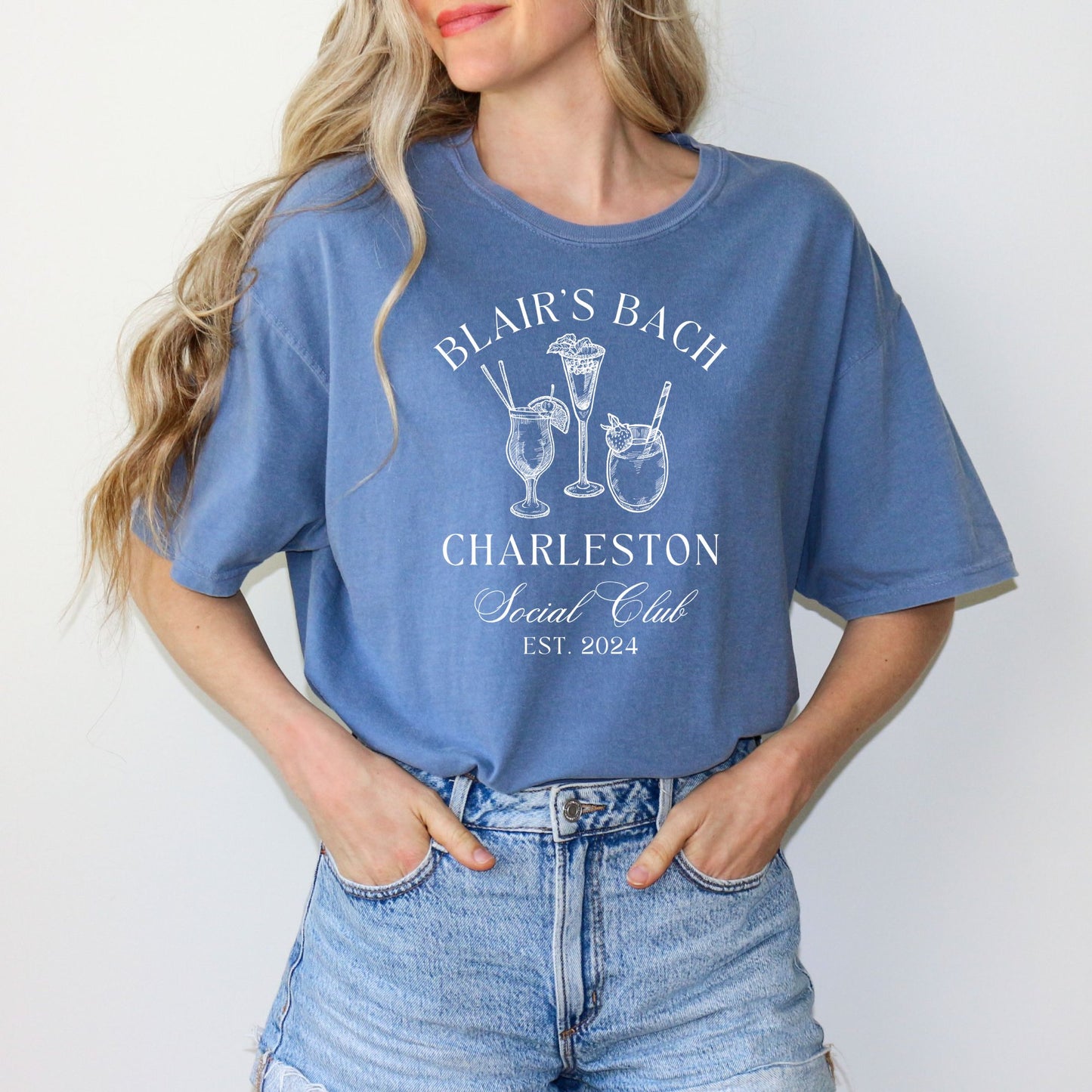 Custom Bachelorette Social Club T-Shirt - Mardonyx T-Shirt S / Blue Jean