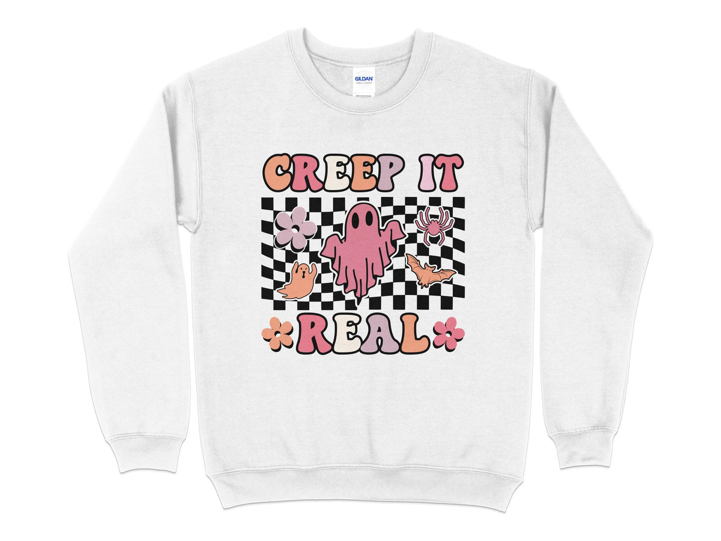 Creep It Real, Halloween Sweatshirt, Ghost Shirt, Funny Halloween Shirt, Fall Sweatshirt - Mardonyx Sweatshirt S / White