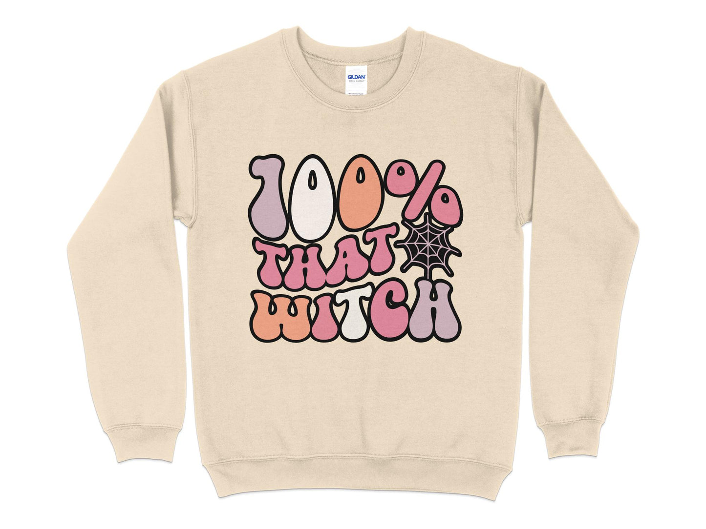 100% That Witch Sweatshirt, Funny Halloween Sweatshirt - Mardonyx Sweatshirt S / Sand