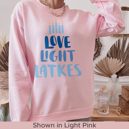 Hanukkah Sweatshirt, Love Light Latkes - Mardonyx Sweatshirt