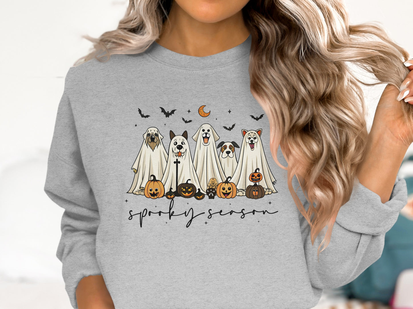 Spooky Season Halloween Ghost Dog Print Sweatshirt product type