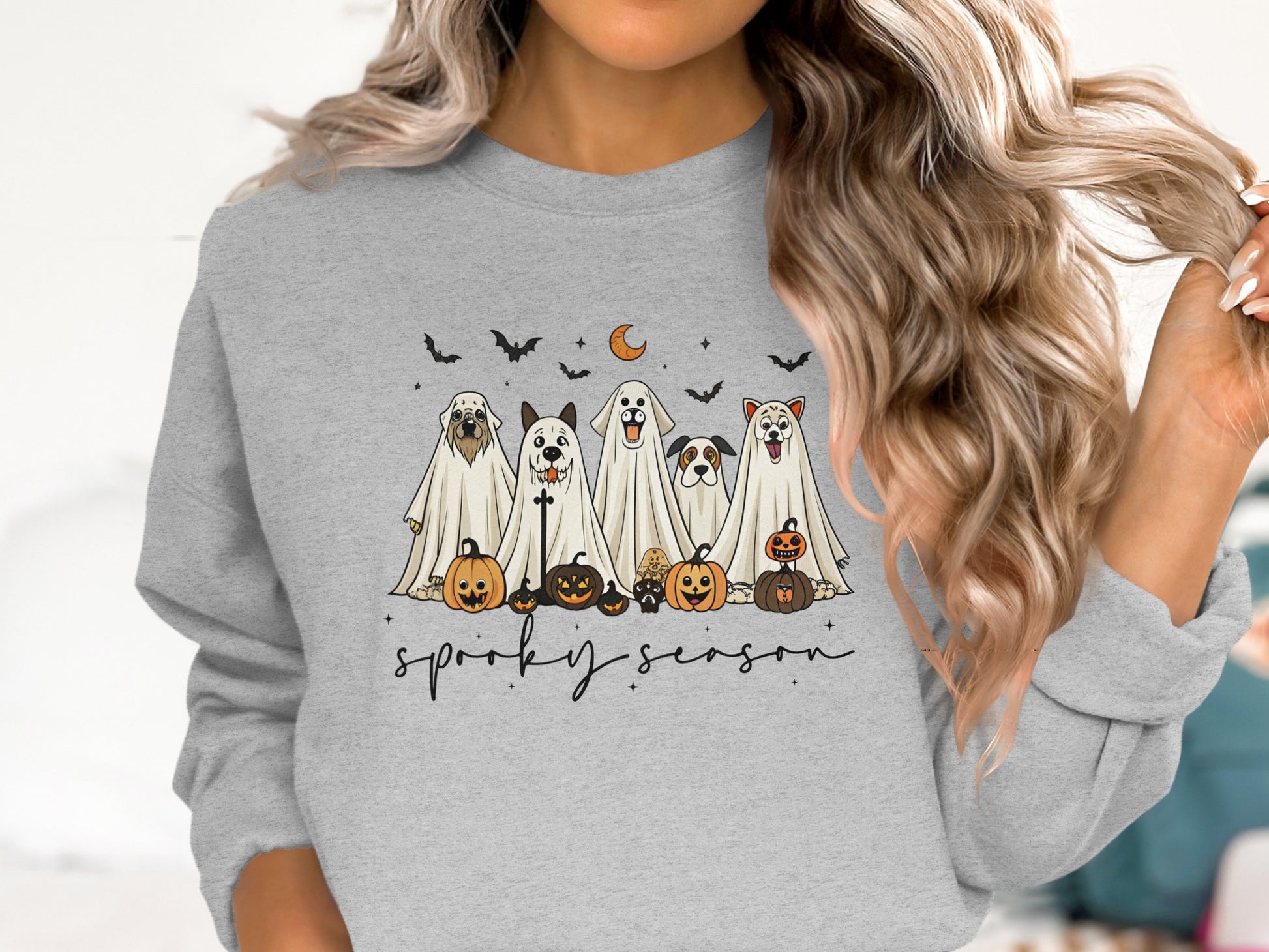 Spooky Season Halloween Ghost Dog Print Sweatshirt product type