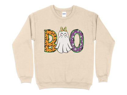 Cat Halloween Sweatshirt, Boo, Halloween Shirt, Halloween Crew Neck - Mardonyx Sweatshirt S / Sand