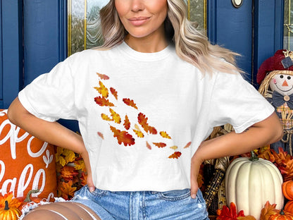 Falling Leaves Design Short Sleeve Shirt
