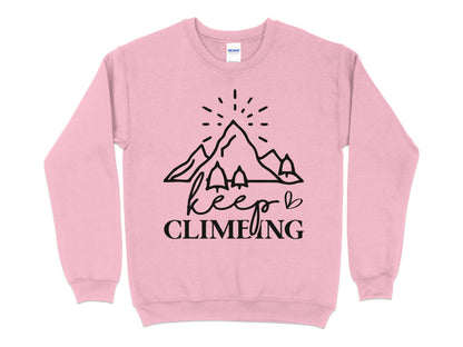 Adventure Mountain Sweatshirt, Keep Climbing Hiking Graphic Pullover, Outdoor Unisex Casual Top, Nature Lover Gift Idea - Mardonyx Sweatshirt S / Light Pink