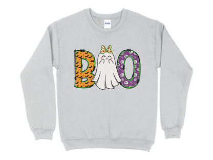 Cat Halloween Sweatshirt, Boo, Halloween Shirt, Halloween Crew Neck - Mardonyx Sweatshirt S / Sport Grey