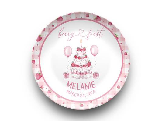 Berry First Birthday Smash Cake Plate - Personalized Berry Coquette Smash Cake Plate